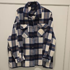 Plaid Blue and White Women's Jacket